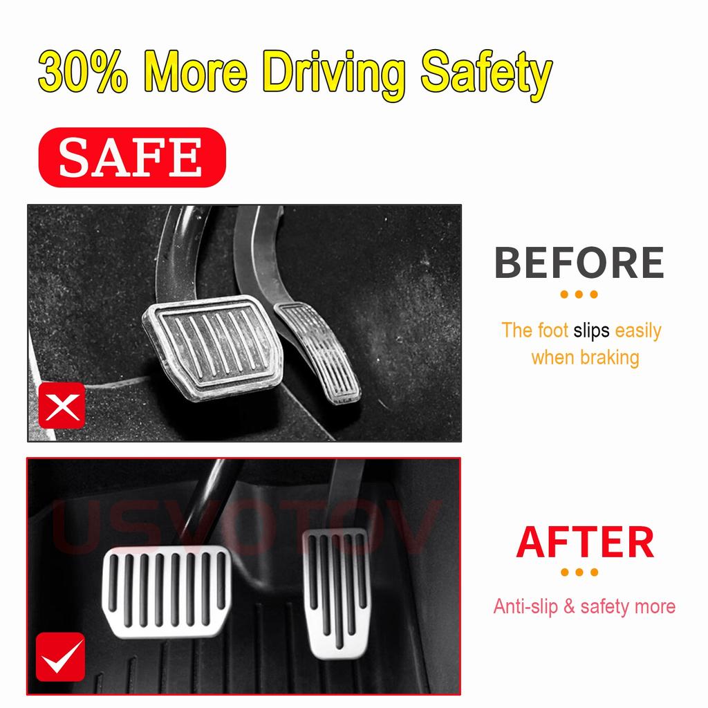 Tesmayx For Tesla Model 3 Y Juniper 2025 2026 Aluminum Alloy Foot Pedal Accelerator Gas Fuel Brake Pedal Pedal Cover Replacement
