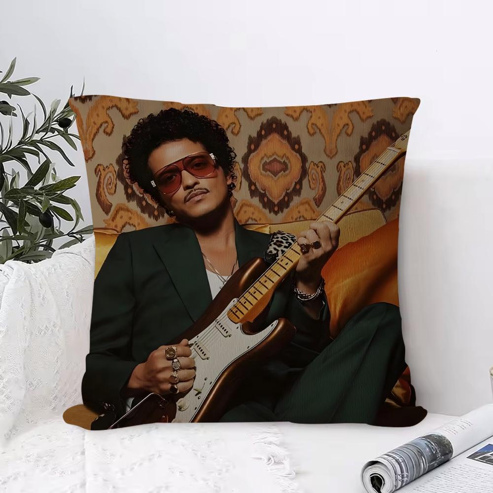 Bruno Mars Album Cushion Cover Anti-dustmite Pillowcase Invisible Zipper Silky Short Plush Sofa Cushion Cover
