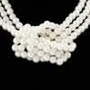 Женское ожерелье, гладкий многослойный жемчуг, регулируемая длина, украшение из искусственной шеи из нержавеющей стали, ювелирные изделия на день рождения
