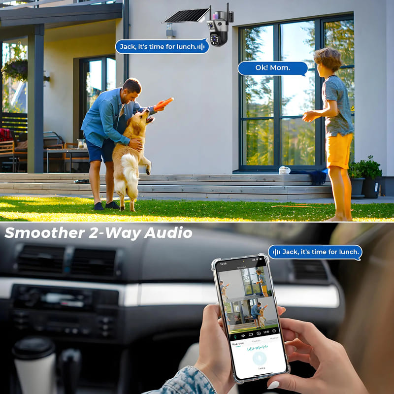LS VISION 6K 4G Sim Solar Camera 10x Zoom IP CCTV 12MP Dual Lens PTZ Surveillance PIR Human Detection Outdoor Security Protection Camera