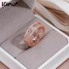 Kinel Wave Texture Vintage Rose Gold Color Rings For Women Hollow Design