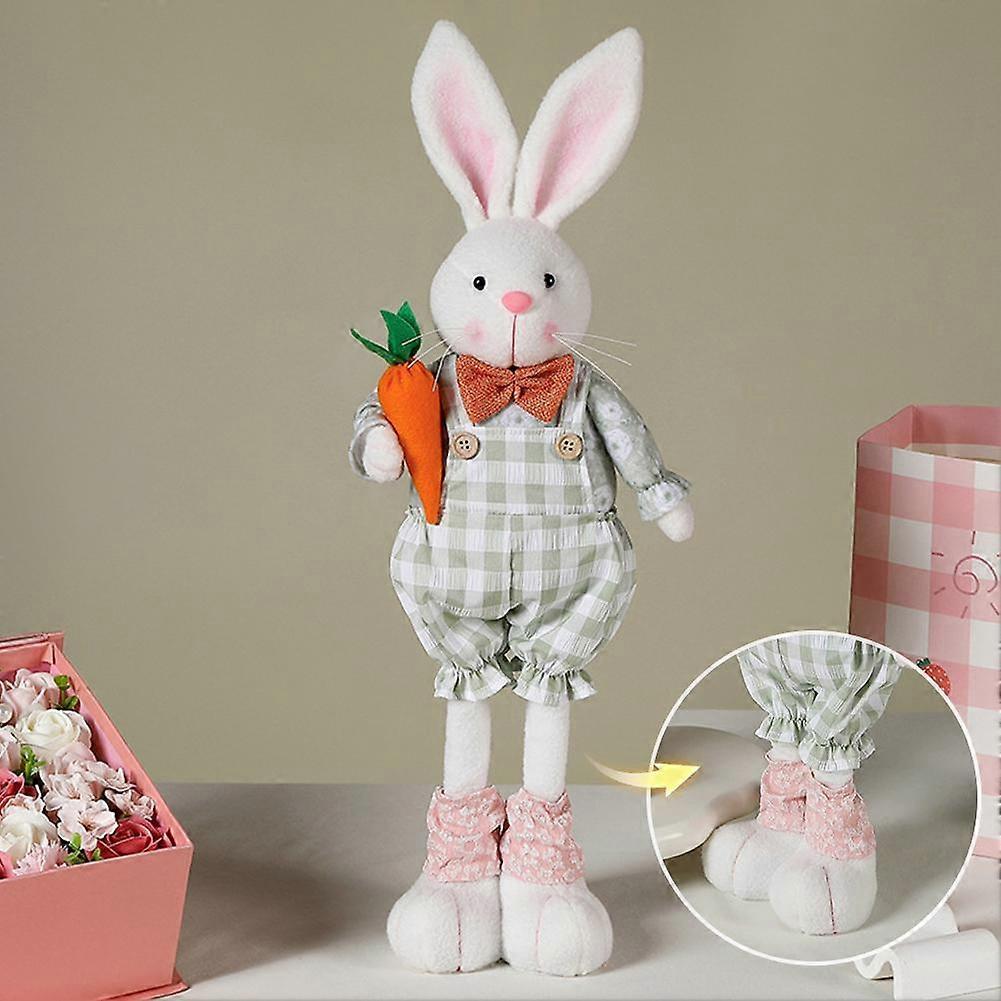 Easter Standing Bunny Ornament with Retractable for Home Decor Party