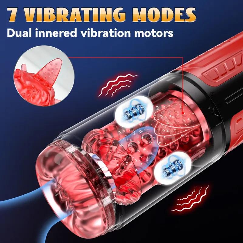 Thrusting Rotation Male Masturbator Automatic Masturbator Cup Tongue Licking Telescopic Blowjob Machine for Men Adult Sex Toys