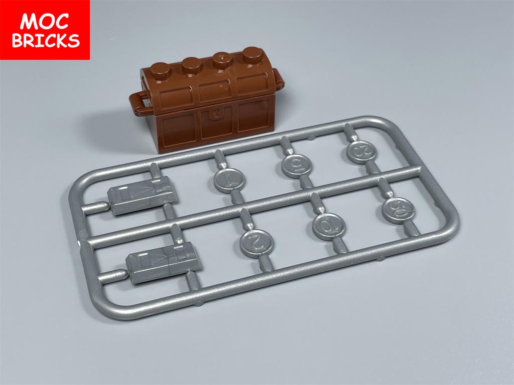 MOC Кубики Шкатулка с сокровищами Деньги Золотая монета Драгоценный камень Строительные блоки Образовательные Собранные детали Игрушки Для детей Подарок