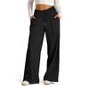 Women Sweatpants Elastic Mid-rise Adjustable Drawstring Straight Wide Leg Jogger Athletic Pants with