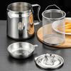 1.5/2L Stainless Steel Oil Filter Pot with Deep Fryer Basket Large Capacity Fine Mesh Strainer Bacon Grease Saver Oil Storage Container Kitchen