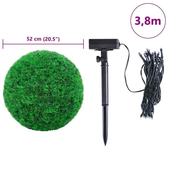 VidaXL Boules de buis artificielles avec lumières LED 2 pcs vert 52 cm, boule topiaire artificielle, boule topiaire 3335909