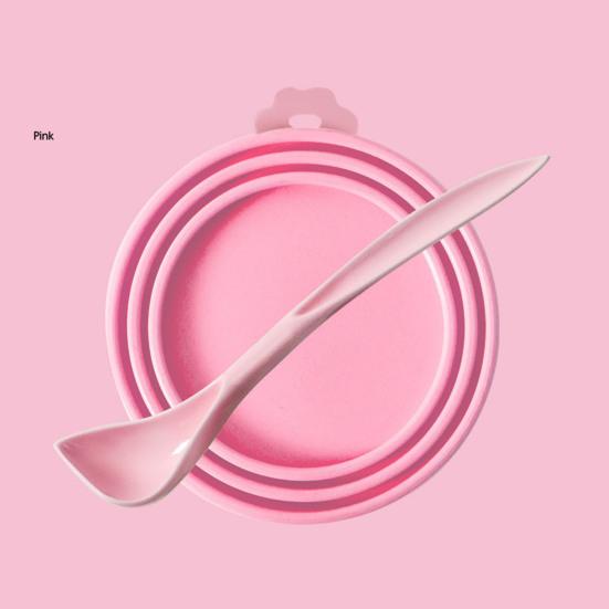 Pet Food Can Cover Reusable Silicone Sealed Can Cover with Spoon Fits 3 Standard Size Food Cans for Pet Food Cans or Canned Goods