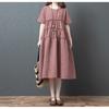 Loose Plus Size Women's Fashion Style Casual Medium Long Short Sleeve Dress