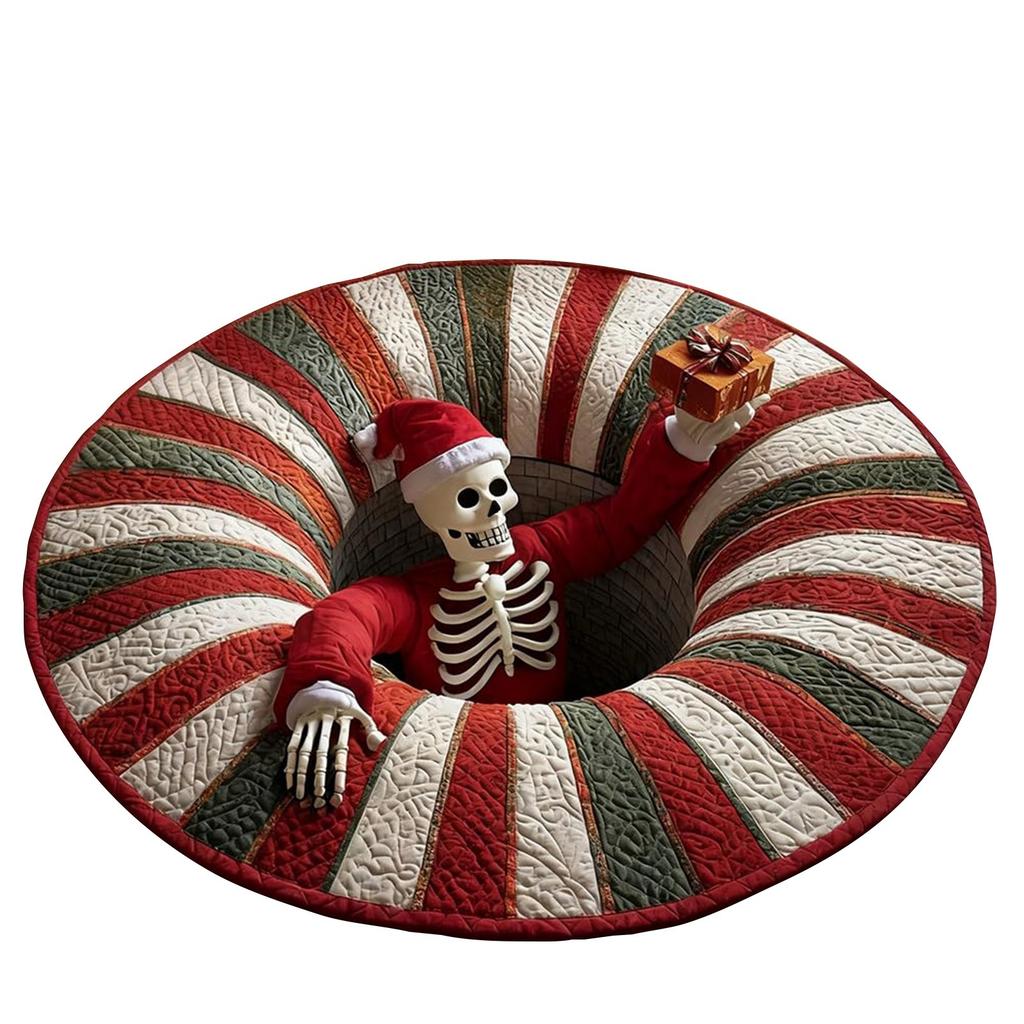 3D Christmas Floor Carpet Funny Visual Illusion Effect Christmas Optical Rug Room Circular Vortex Door Mat Party Decoration