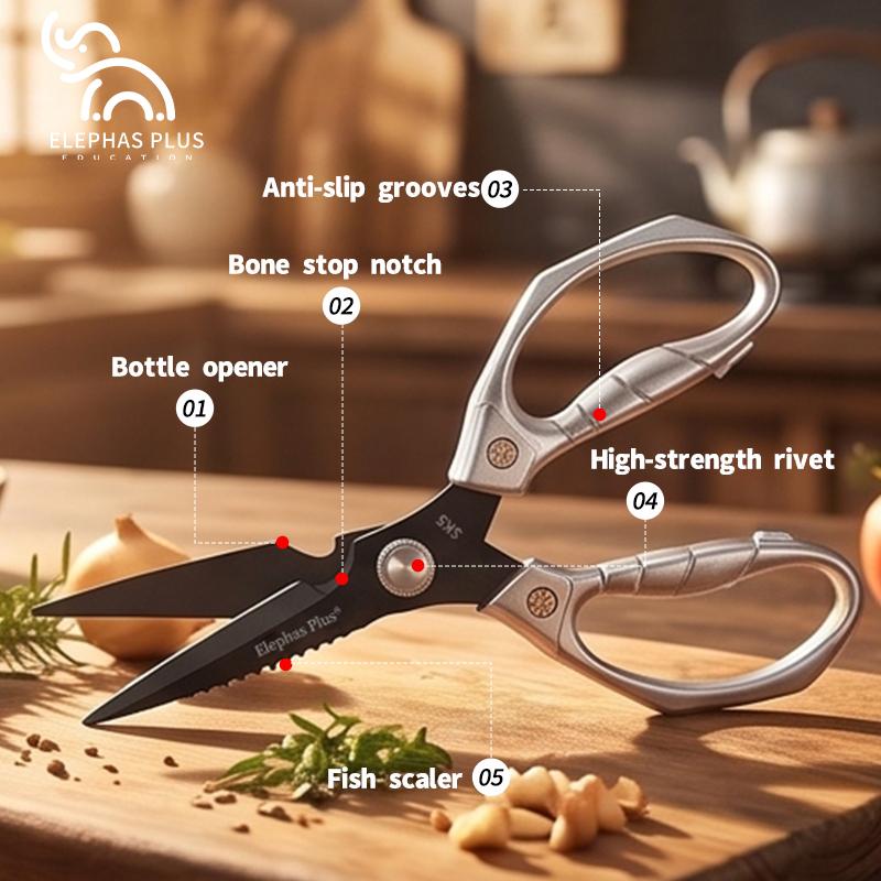 Titanium-Coated Kitchen Scissors Multifunctional Chicken Bone Scissors Shear Fish Duck Cut Chef Professional Scissors Tool5