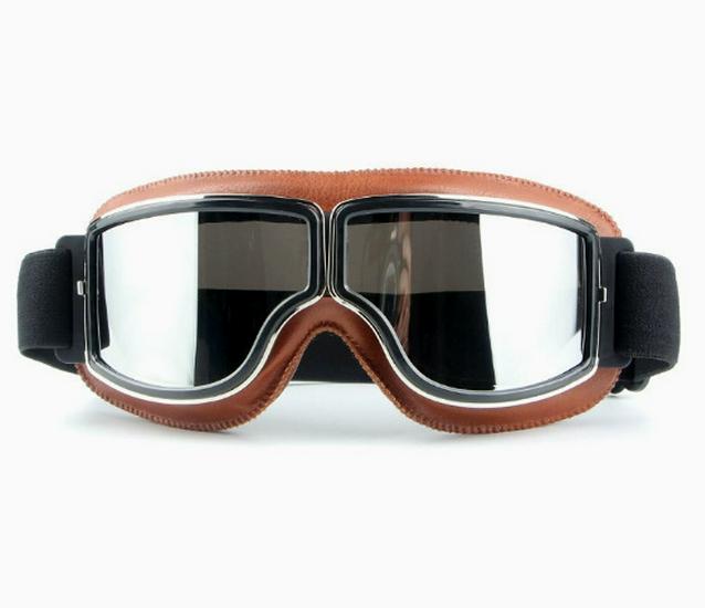 Retro Windproof Harley Riding Goggles with HD Mirror Lenses