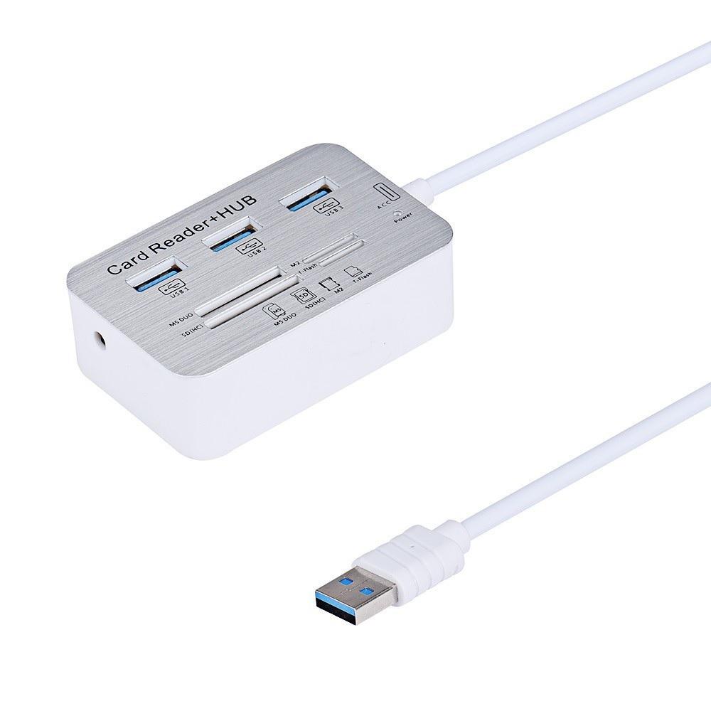 3 Ports USB 3.0 HUB Memory Card Reader Adapter 5Gbps For MS DUO /M2 /SD /TF Card