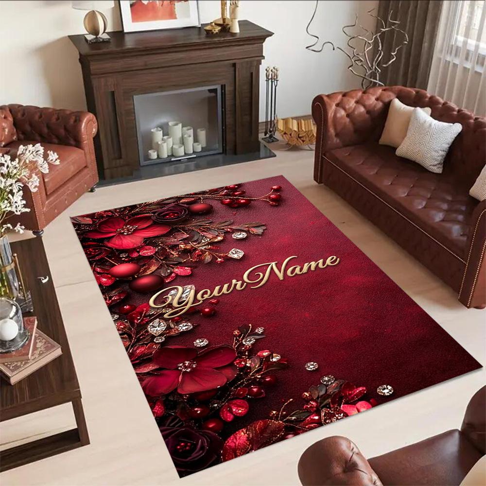 Rose Personalized Text Floor Mat Suitable for Foyer Study room Kitchen Entryway Anti-slip Rug Anime Office Decor