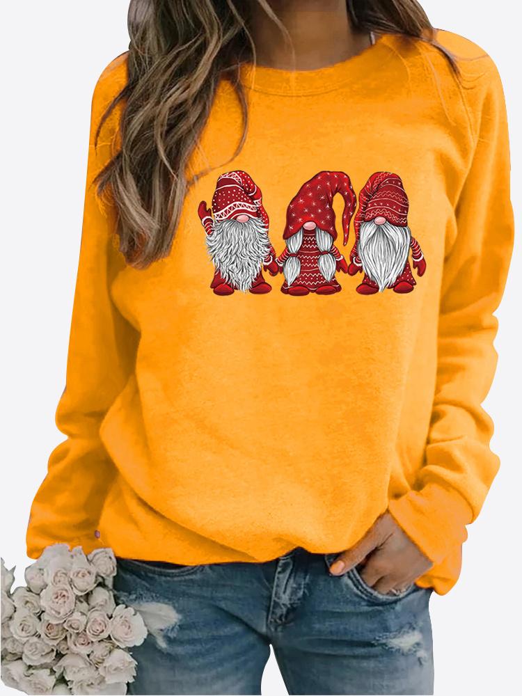 Женская зимняя одежда, повседневная толстовка с рождественским принтом, топы с длинными рукавами, футболка, женский пуловер с круглым вырезом, свитер
