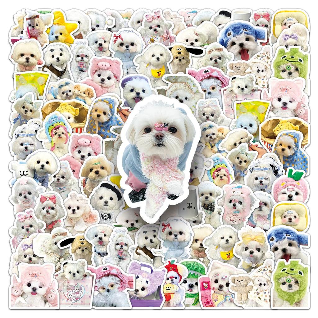 50 Maltese Graffiti Stickers Cute Dog Ins Style Creative Decorative Water Cup Computer Mobile Phone Case Stickers