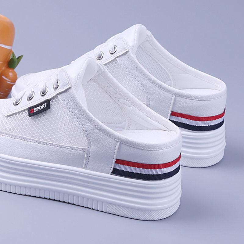 Women's Mules Shoes For Women 2024 Comfortable Wedge Heel Shoe Cute With Premium Platform Slippers Slipper Heeled White