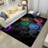 Dark Neon Lights Rugs Geometric Mat Play Home Gaming Room Decor Carpets for Livingroom Bedroom Teens Cool Rugs E-Sport Rug