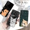 Чехол для телефона с рисунком думающего кота для Samsung S26, S25, S24, S23, S22, S21, S20, Ultra, Plus, FE, Черный мягкий чехол