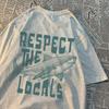 Футболка с принтом акулы Respect The Locals, дышащая уличная футболка, высококачественные футболки, летние хлопковые топы для пар