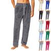 Men's Drawstring Pocket Flannel Pants Homewear Sleep Pants