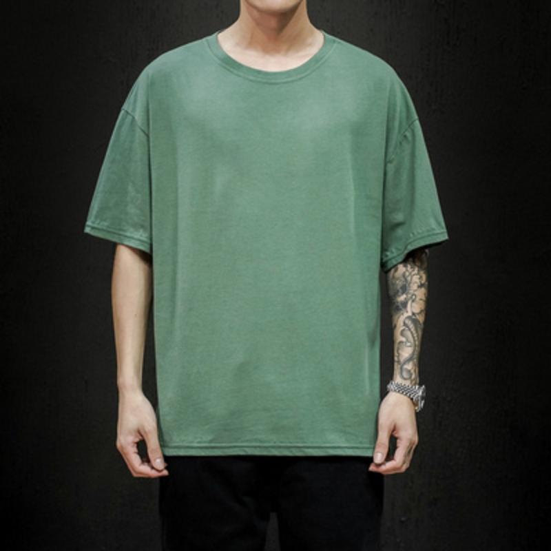 New Summer Men's T Shirt Fashion Solid T Shirt Mens Oversized Hip Hop Short Sleeve Casual Cotton Men's Streetwear Top Tees
