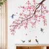2 листа/комплект, стикер на стену с цветочным деревом, розовый цветок, птица, водонепроницаемый, съемный из ПВХ, для гостиной, спальни, современное настенное художественное украшение, наклейка