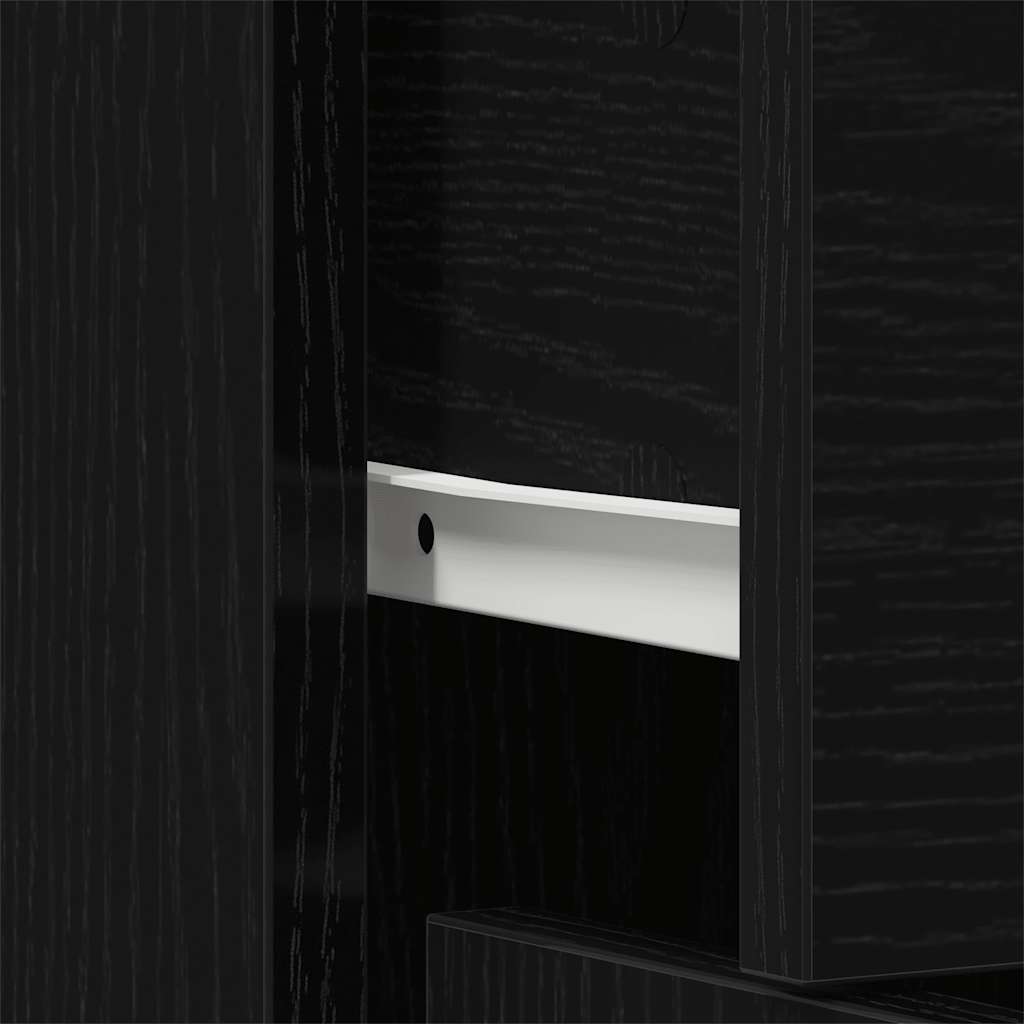 Sideboard in Black Oak Finish 91 x 28 x 75 cm Engineered Wood