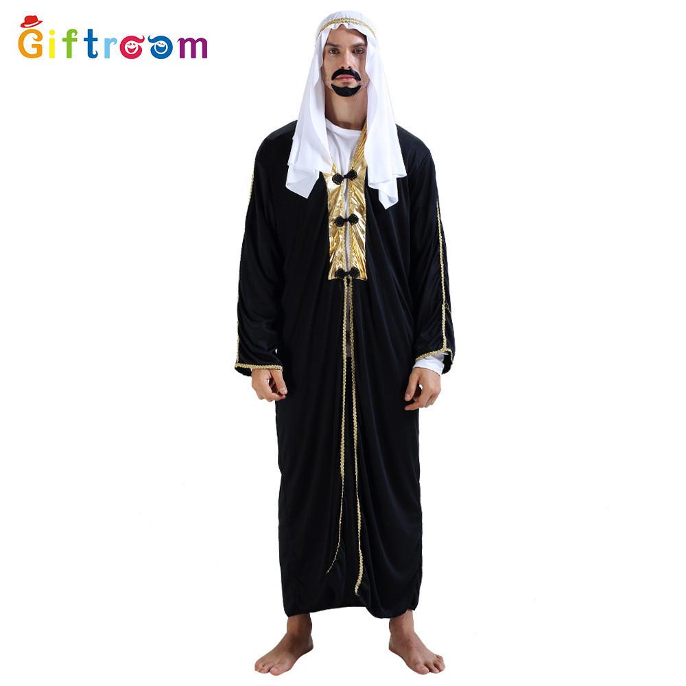 Middle Eastern Majestic Sultan Outfit For Male Dressup Featuring Luxurious Black Polyester