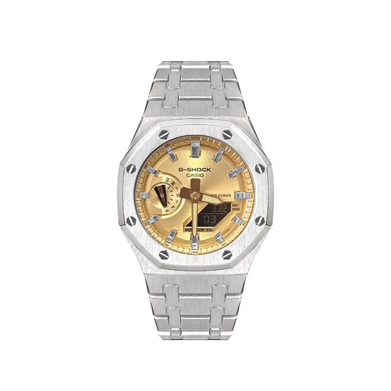CASIO Customized watch modified series steel and gold era trend modification waterproof luminous steel and gold era Quart GA-2100GB-1A
