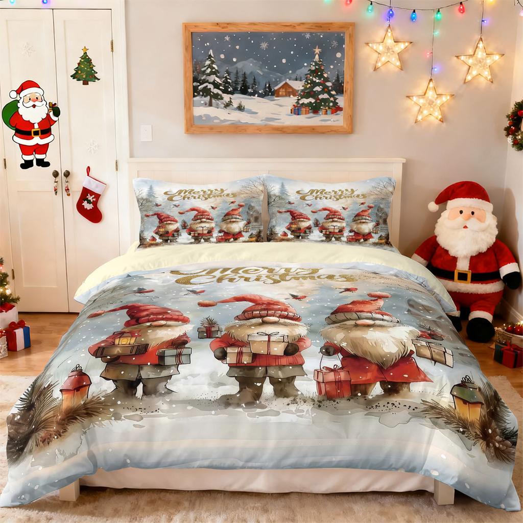 Набор из трех предметов для кровати на заказ Серия «Рождественские элементы» Наволочка Пододеяльник Комплект с 3D цифровой печатью Фабрика