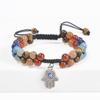 Women's Retro Fatima's Hand Evil Eye Bracelet with Crystal & Natural Stone