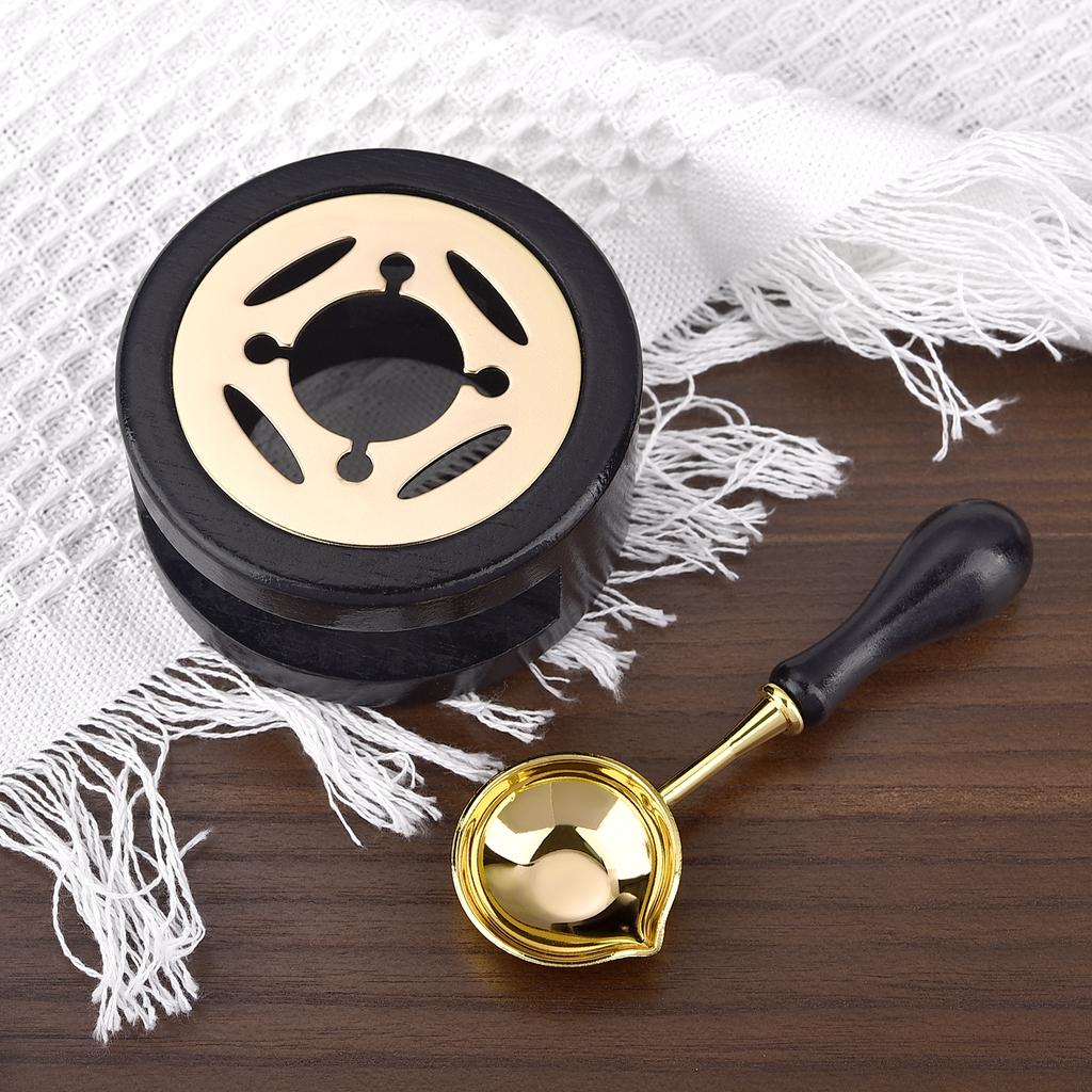 2/3Pcs Set Retro Sealing Wax Furnace Stove Pot Wood Handle Sealing Wax Spoon Wax Sealing Decorative For Candle Stamp Wax Stamp