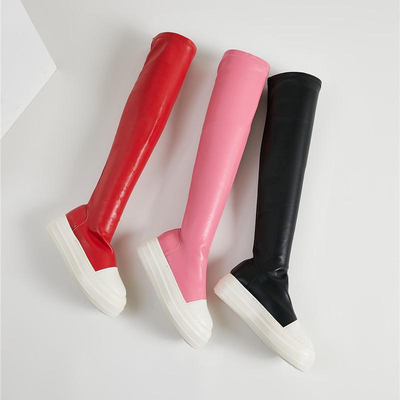 Сапоги выше колена на платформе, женские высокие сапоги, кроссовки, модные осенне-зимние современные сапоги для женщин, без застежек, Botas De Mujer