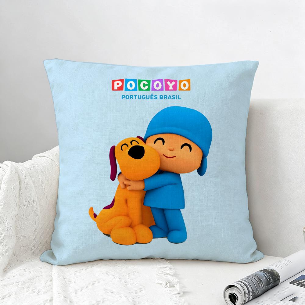 Cartoon Pocoyo Cushion Cover Natural Linen Pillowcase Set AllinOne Decor for Sofa Bedroom Chair