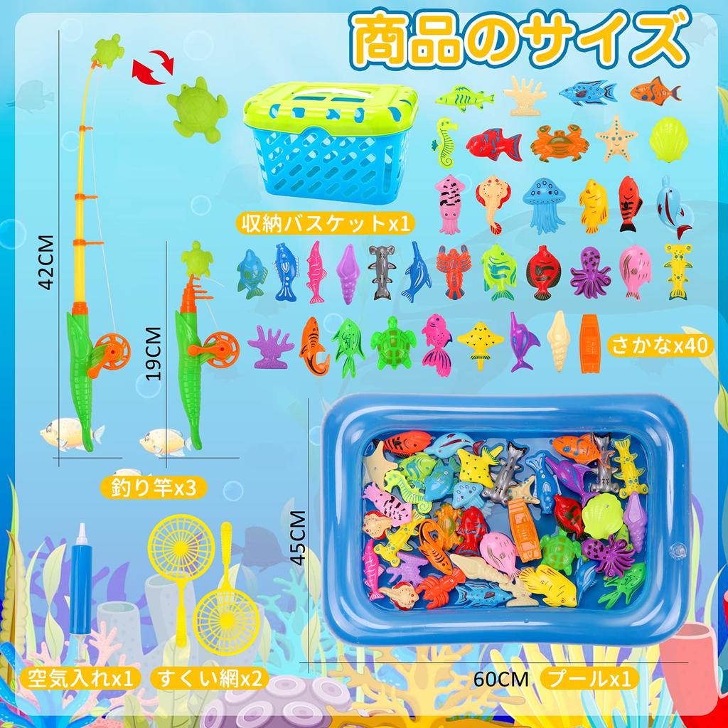 KaeKid Игрушки для игр с водой Игра в рыбалку Игрушки для ванны Магнитная игра в рыбалку Рыбалка Ванна Бассейн с корзиной для хранения Развивающая игрушка Игрушки для ванны Мальчики Девочки Дети