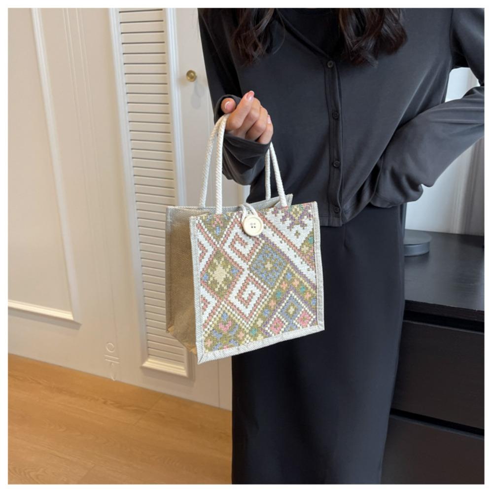 JMXD-этнический стиль Холщовая сумка, летняя мода, портативная льняная сумка для ланча, сумка Bento, ручная сумка для мамы