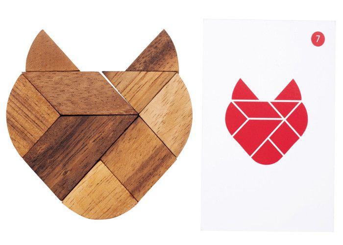 Double Tangram Wooden Heart - Duel - Ecological Wooden Game - 1 and 2 Players - 350101 - 4 Years and Up