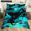 Пододеяльник с изображением китов King Queen, комплект постельного белья с изображением морских животных, водорослей, морских звезд, морских обитателей, пододеяльник из синего полиэстера