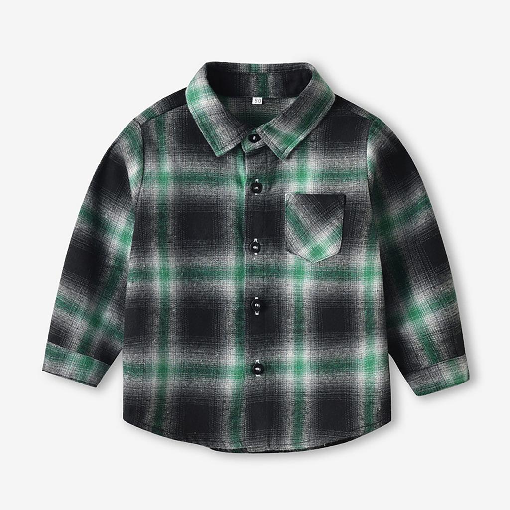 Kids Toddler Flannel Shirt Jacket Plaid Long Sleeve Lapel Button Down Shacket Baby Boys Girls Fall Shirt Coat Outwear