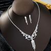 3PC Women's Fashion Hollow Design Tassel Necklace Earrings Zircon Set Wedding Banquet Party Holiday Gift