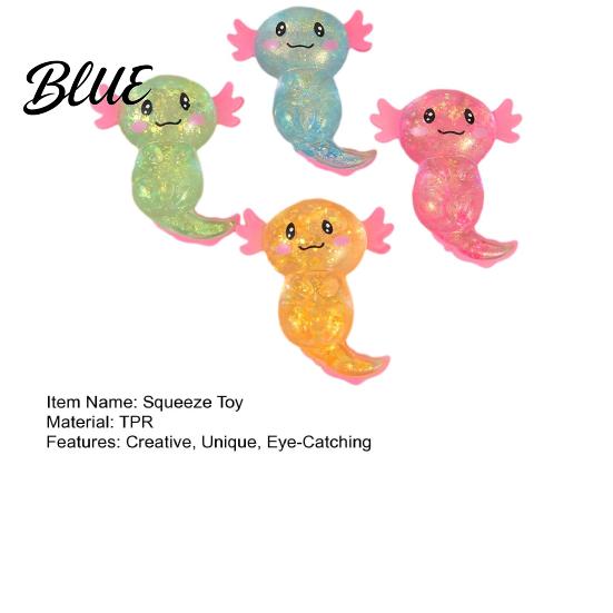 Игрушка для сжимания с блестками, аксолотль, медленно поднимающаяся, мягкая, из ТПР, фиджет, для прозрачного снятия стресса, милый, в форме саламандры, декомпрессия