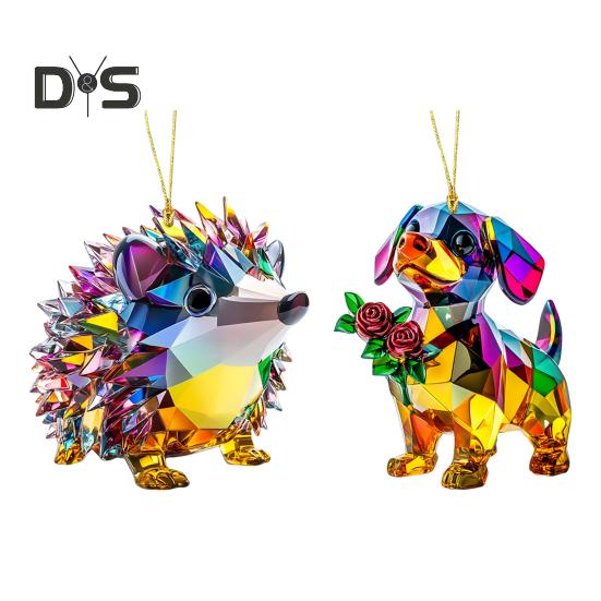 1/2 шт. Автомобильные подвески с шнурком, легко подвешиваются, цветные хрустальные украшения, сверкающие акриловые украшения, подвески в виде ежика