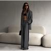 Женский костюм из 2 предметов, элегантный пиджак с карманом на пуговицах и длинным рукавом, высокая талия, прямые брюки, женский офисный наряд 2025 года на весну и осень