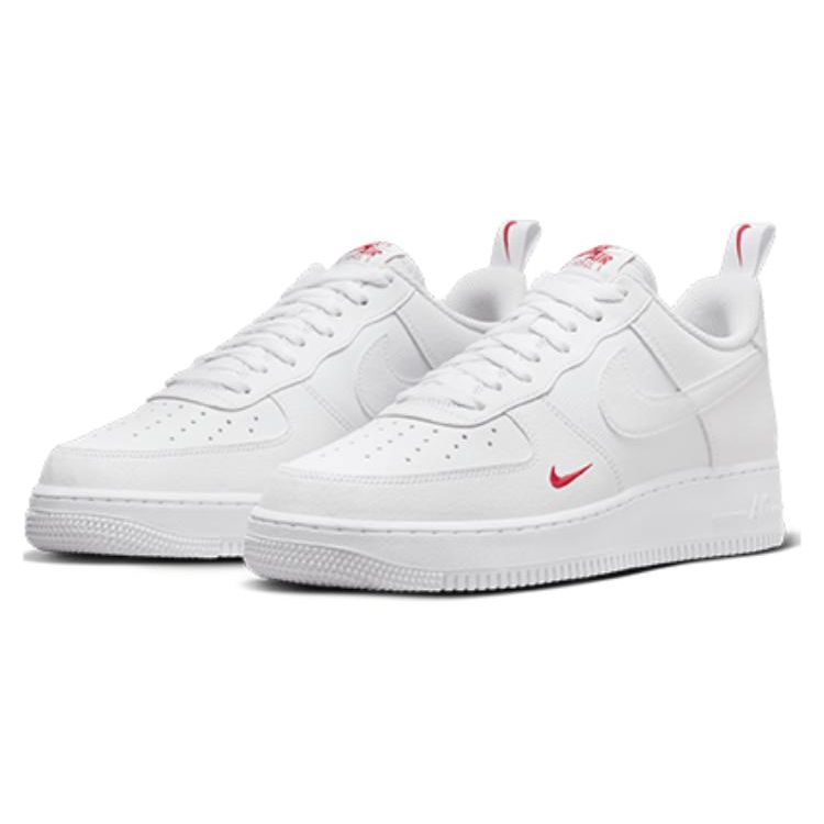 Nike Air Force 1 07 Red Mini Swoosh Men Sneakers White University-Red FZ7187-100