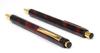 Slim Cowhide Pencil Case Black Red Set NQ30 Thick Shaft Metal Straight Knock Ballpoint Pen Marble ASBR-NQ30B-M