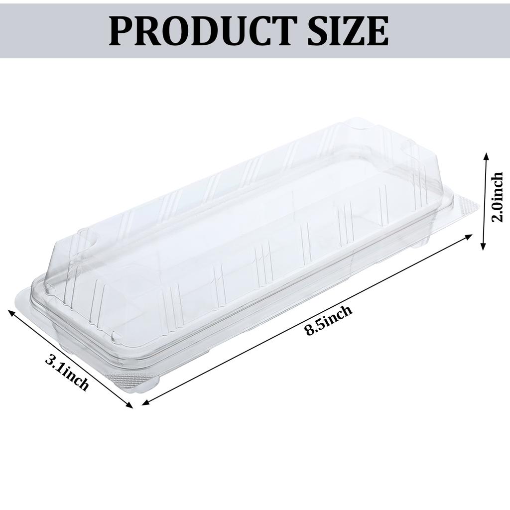 Clear Plastic Square Hinged Food Container, 5" Length X 9" Width X 3" Depth, 10P