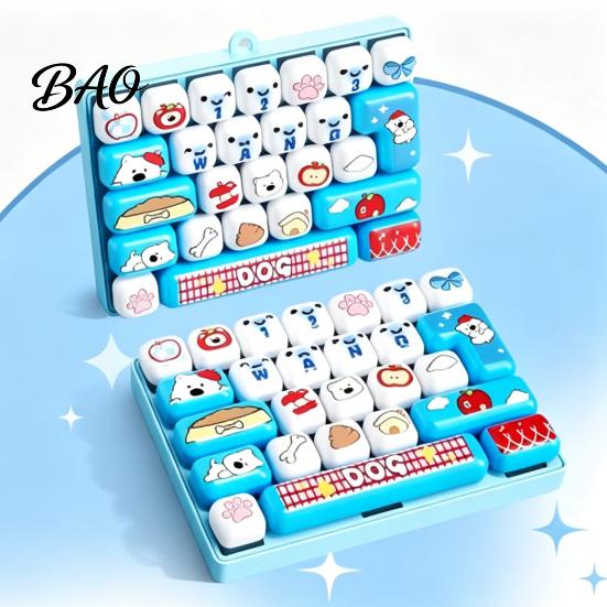 Adults Sensory Toy 26-Key Keyboard Fidget Toy, Animal Theme Push Bubble Keyboard, Tactile Pressing Stress Relief Mini for Backpack Purse Charm