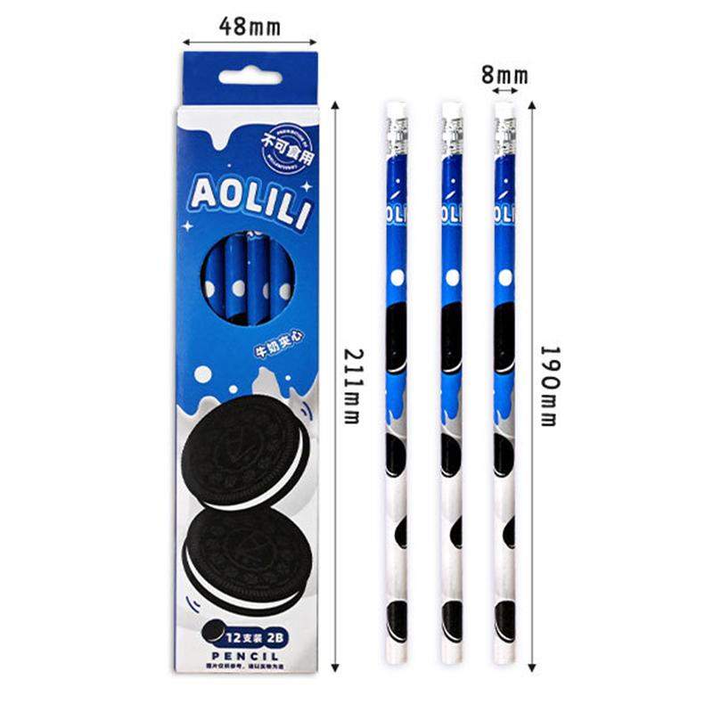 12 шт. Мультяшный милый деревянный карандаш 2B с ластиком, инструмент для письма и рисования, эскизный карандаш, школьные и офисные принадлежности, студенческие канцелярские товары, подарки