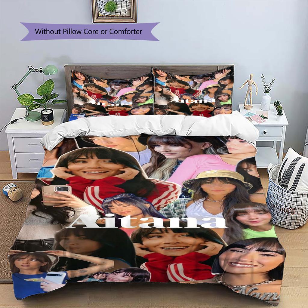 Aitana Custom Name Pattern Bedding,Quilt Set Quilt Cover Pillowcase Home Birthday Gift(1 * duvet cover + 2 * pillowcase, without core)